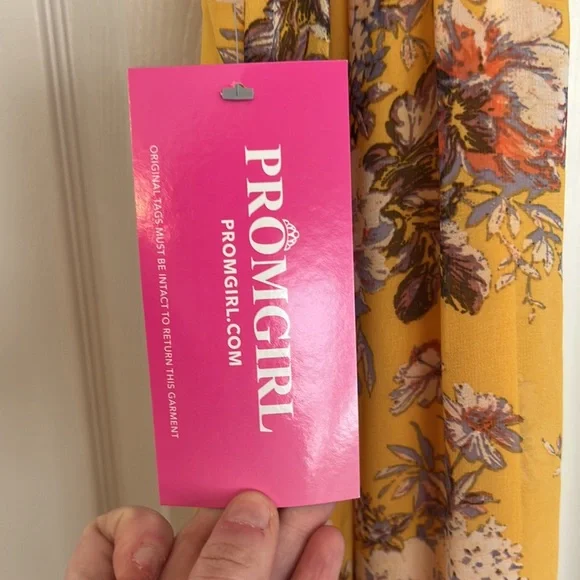 Prom Girl yellow maxi dress .. slight high low hem - Picture 5 of 6